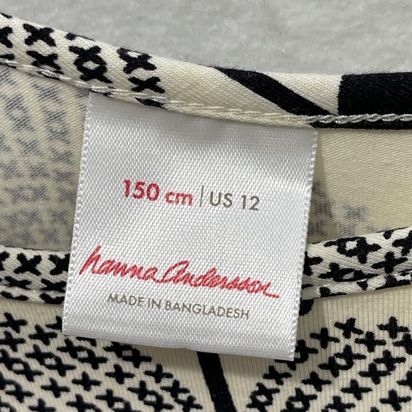 Hanna Andersson Super Twirl Celebration Dress Floral Ecru Black Size 12 Pockets - Picture 7 of 7